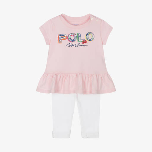 Ralph Lauren-Baby Girls Pink Cotton Leggings Set | Childrensalon