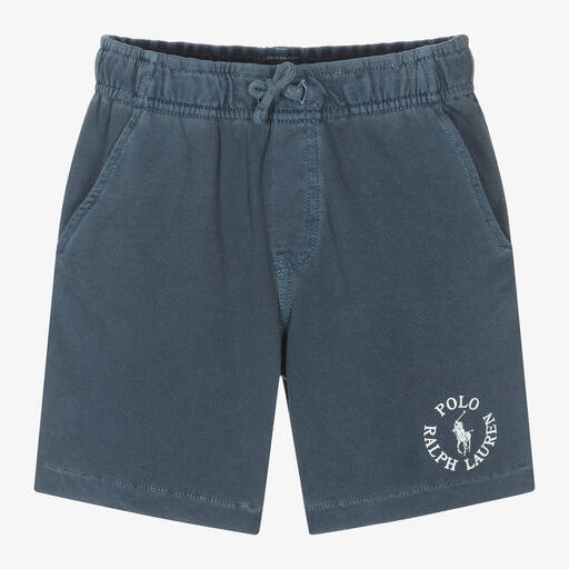 Ralph Lauren-Boys Blue Cotton Jersey Shorts | Childrensalon