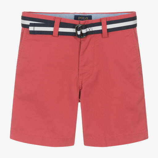 Ralph Lauren-Boys Red Cotton Chino Shorts | Childrensalon