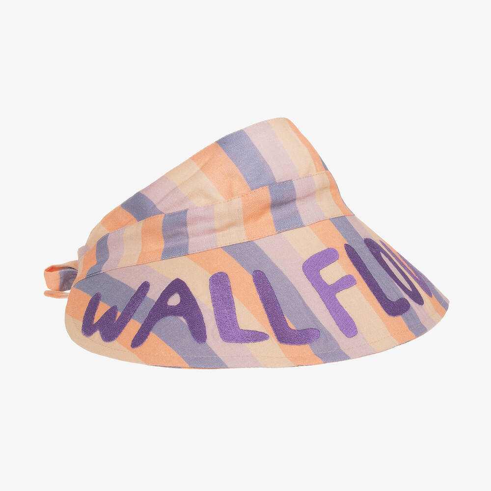 RaspberryPlum - Girls Purple Linen Stripe Sun Visor | Childrensalon