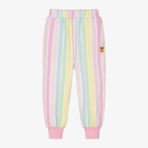 Rock Your Baby-Girls Pink & Pastel Stripe Cotton Joggers | Childrensalon