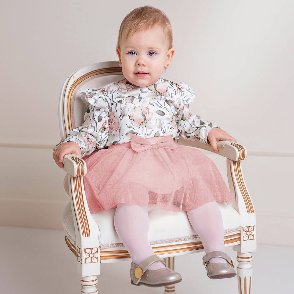 Sofija-Girls Pink Cotton Skirt Set | Childrensalon