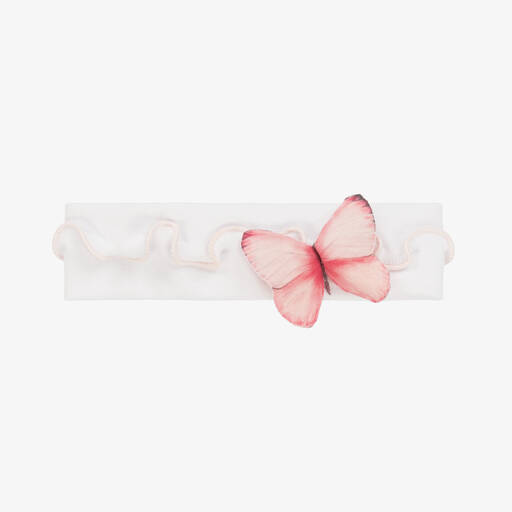 Sofija-White & Pink Baby Headband | Childrensalon