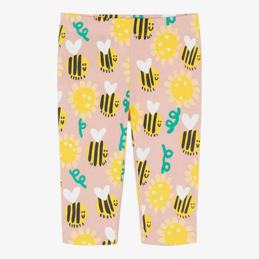 Stella McCartney Kids-Girls Pink Organic Cotton Bee Leggings | Childrensalon