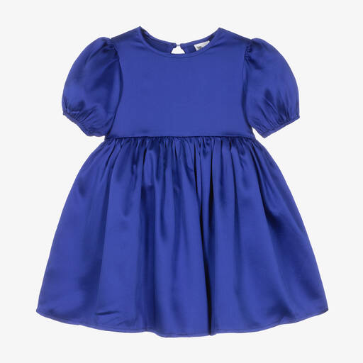 The Tiny Universe-Girls Blue Satin Sash Dress | Childrensalon