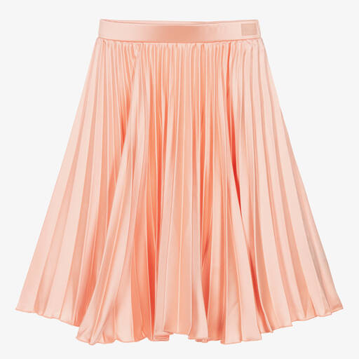 The Tiny Universe-Girls Pink Pleated Satin Skirt | Childrensalon