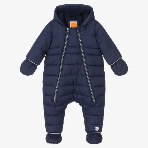 Timberland-Navy Blue Padded Baby Snowsuit | Childrensalon