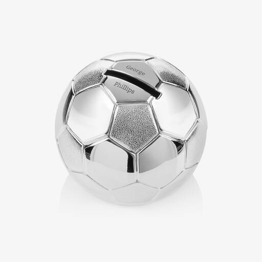 Treat Republic-Personalised Silver Football Money Box (10cm) | Childrensalon