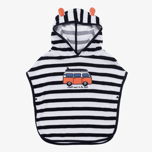 Week-end à la mer-Boys Striped Cotton Hooded Poncho Towel | Childrensalon